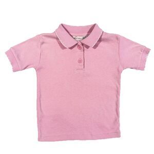 Vintage 70s 80s Bunnies & Buddies Brand Girls 2t Collared Shirt Pink White Trim